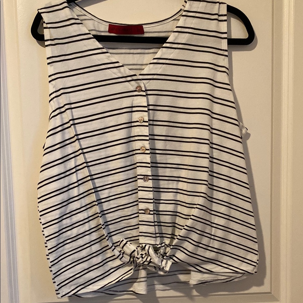 Scarlett Black and White Striped Button-Down Blouse Size XL - Picture 3 of 9